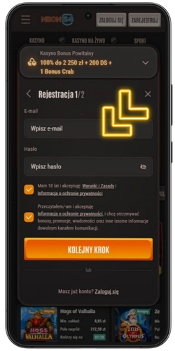 Formularz rejestracji konta w kasynie online
