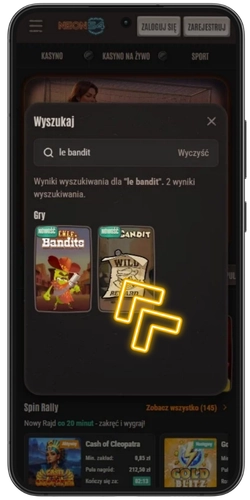 Przycisk demo przy ikonie Le Bandit w kasynie